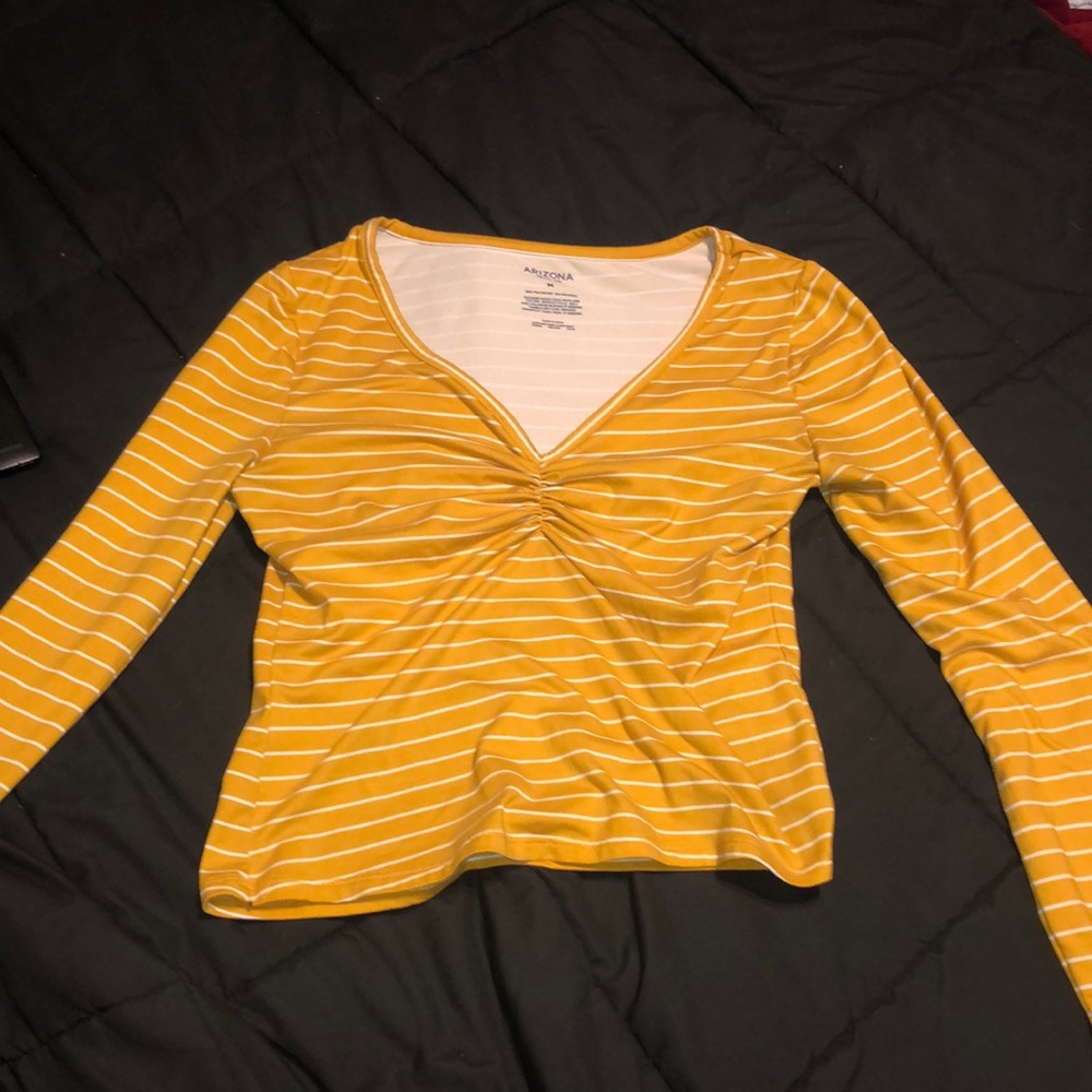 Yellow & white stripped crop top